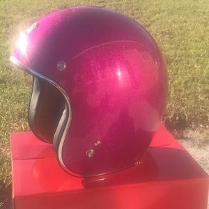 3/4 metallic pink helmet